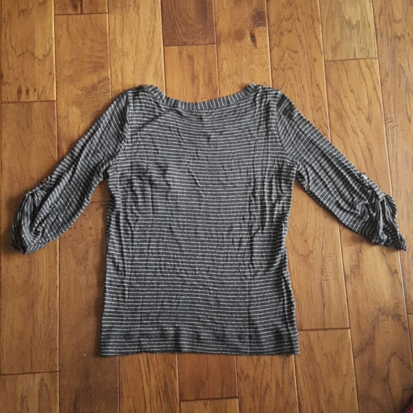 Splendid Grey & Silver Striped Top with Pocket - Picture 2 of 8